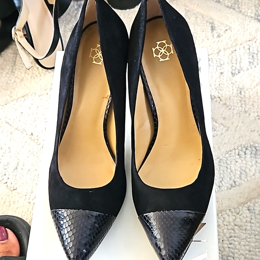 Ann Taylor pumps with snake embossed toe